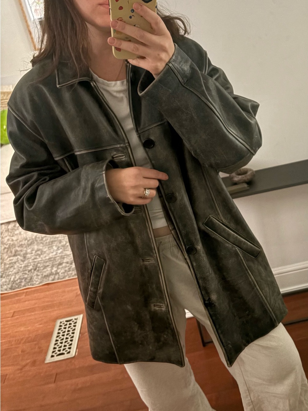 Distressed Leather Danier Womens Oversized Leather Jacket